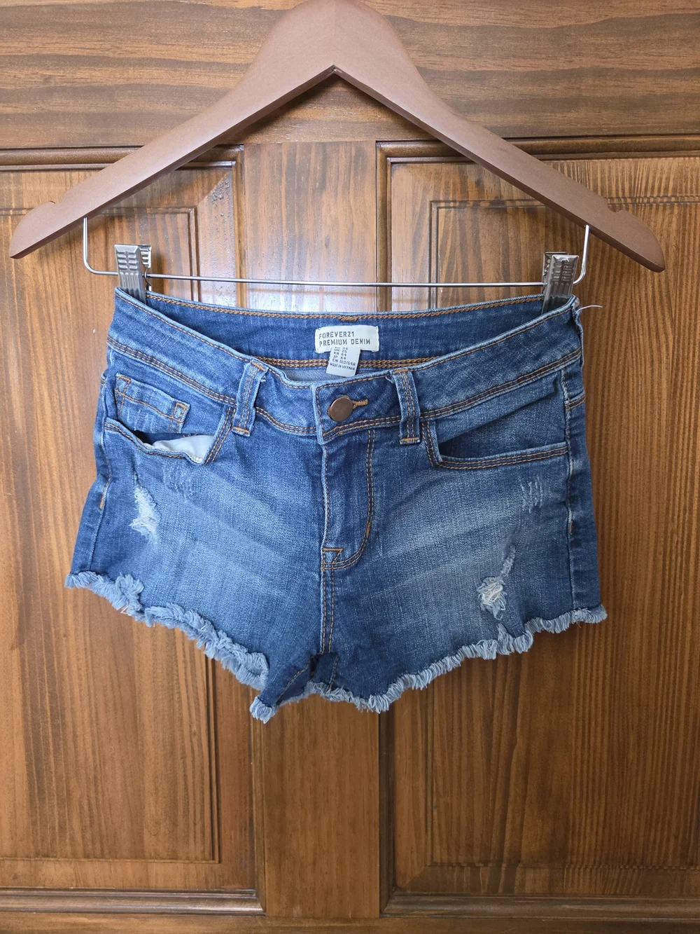 Forever 21 Blue Distressed Denim Jean Shorts